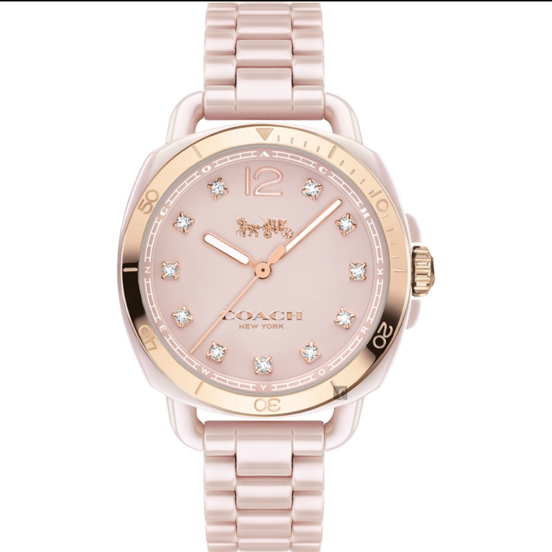 正品Coach粉色陶瓷錶（14502754）-粉色34mm