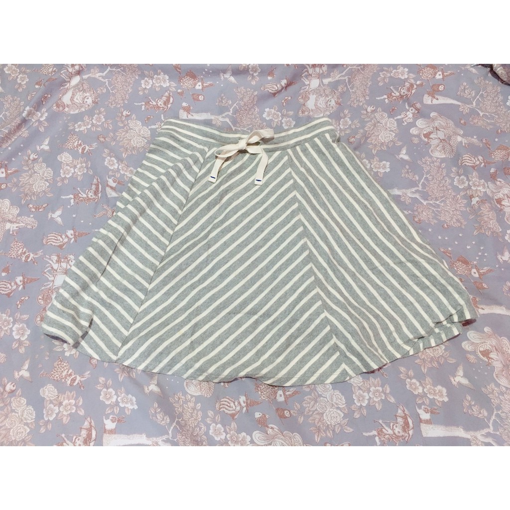 Uniqlo條紋綁帶短裙m號🖤