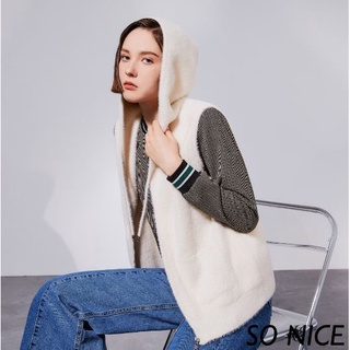SO NICE質感絨毛針織連帽外套 M 女裝 保暖背心 專櫃正品 現貨
