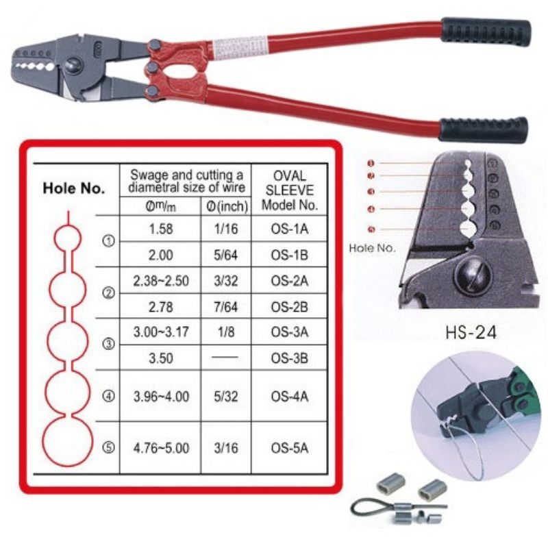 台灣 24" 600型鋼索端子壓著鉗 鋁套壓接 2mm 2.5mm 3mm 4mm 5mm