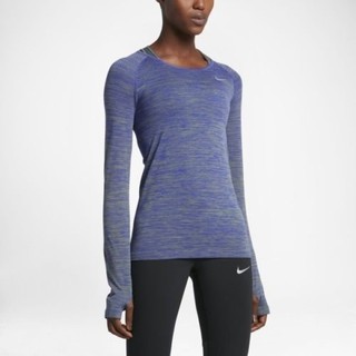 [歐鉉]AS W NIKE DRI FIT KNIT TOP LS 紫 慢跑 運動長袖 女生 831501-389