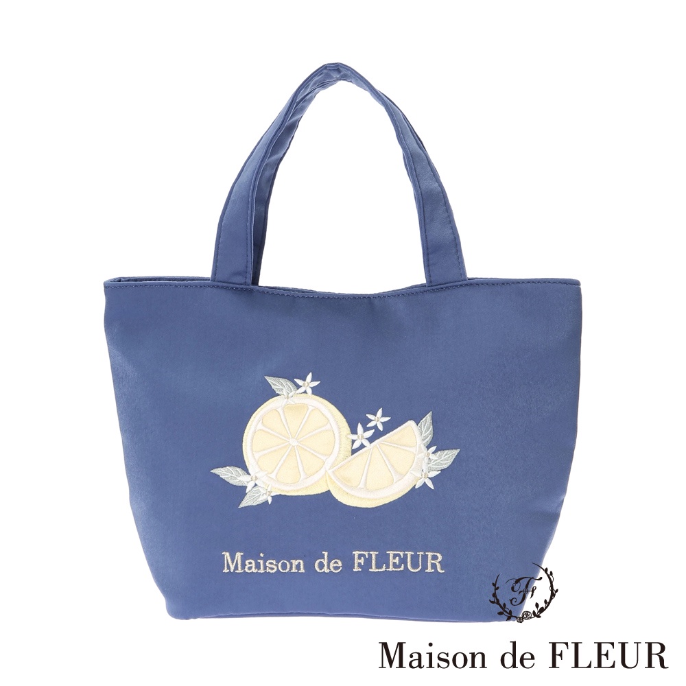 Maison de FLEUR 夏日檸檬系列刺繡托特包(8A22F0J7500)