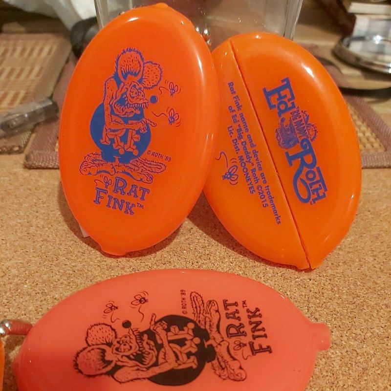 全新正品rat fink 最後2個～零錢包鑰匙圈 螢光橘 購於日本大阪