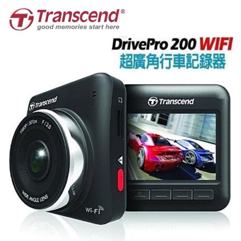 轉售》創見Transcend DrivePro 200 wifi 超廣角行車紀錄器，內含 16G記憶卡