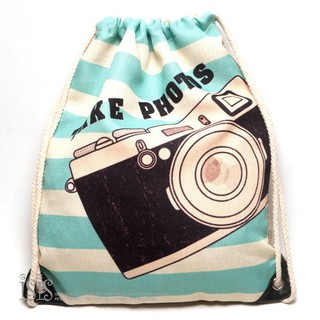 KURO-SHOP TAKE PHOTO 相機 束口 麻布材質 後背包