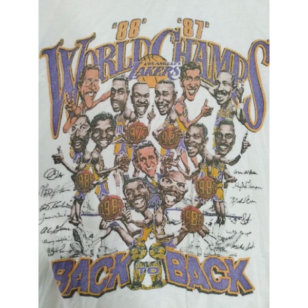 絕版 NBA 洛杉磯湖人隊 87,88年 冠軍T恤 魔術強森