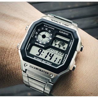 【SC】開立發票 全新公司貨 卡西歐 CASIO 手錶 十年電池款 世界時區地圖防水錶 #AE-1200WHD-1A