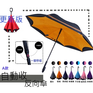 臺灣現貨【KUD雨傘工廠直營】27吋23吋自動開/自動收反向傘可站立加大傘面一秒開/ 一秒收 8根傘骨超潑水快乾布