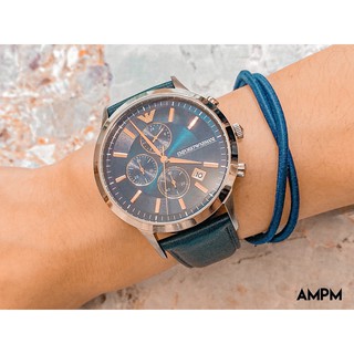 全新現貨 EMPORIO ARMANI AR11216 亞曼尼 手錶 43mm 藍面盤 三眼 藍色皮錶帶 男錶女錶