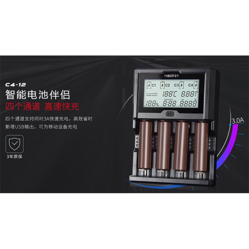【宸羽】MiBOXER C4-12A 液晶智能高速3A快充電流可調電池充電器