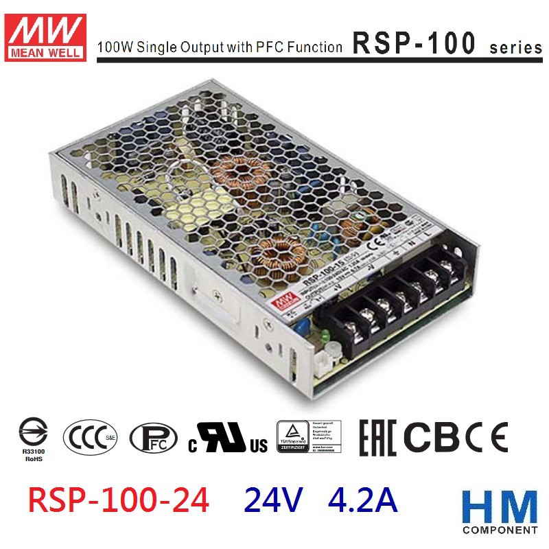 明緯 MW 電源供應器 RSP-100-24 24V 4.2A-HM工業自動化