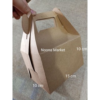 牛皮紙盒巧克力組裝盒蛋糕盒撻盒帶把手 15 x 10 x 10 釐米