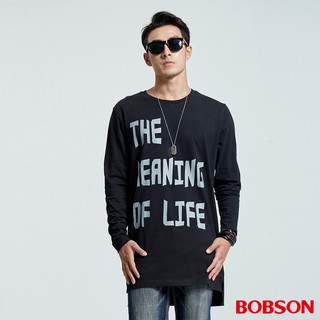 BOBSON 男款長版字母黑色印圖潮T 35046-88