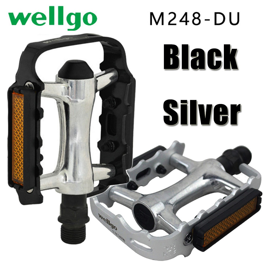 Wellgo超輕軸承踏板m248公路自行車踏板山地車配件m248du鋁合金黑銀山地自行車零件