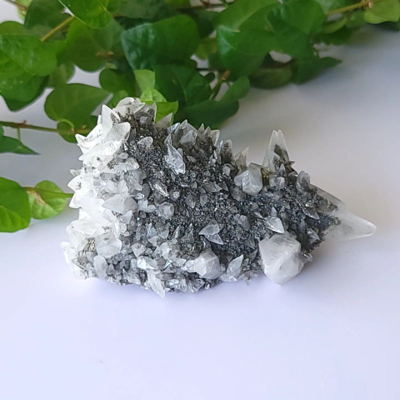 156水晶花園－礦晶－湖北 尖牙 方解石 硫鐵礦