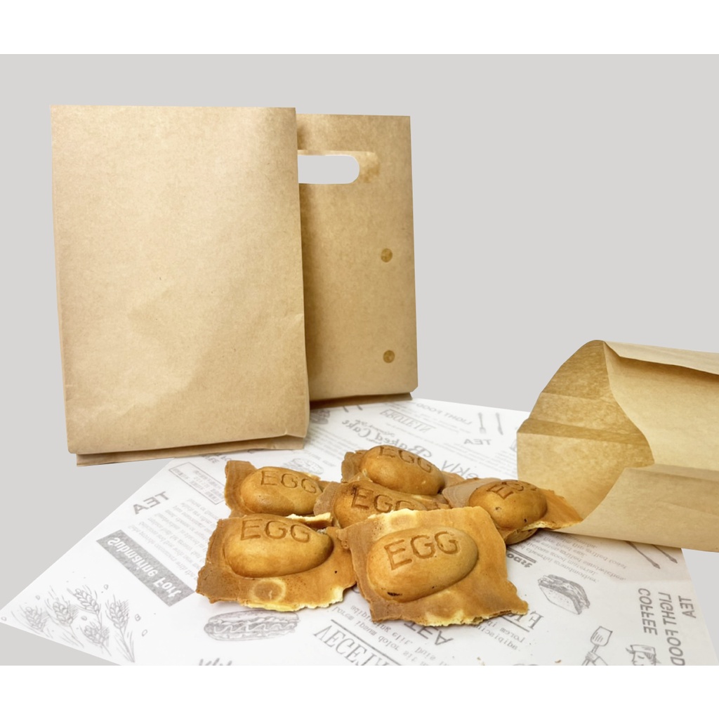 【IDEA PACKAGE】台灣製造#牛皮6兩淋膜袋/防油淋膜袋/加厚牛皮紙袋/手提打孔袋/雞蛋糕袋/炸物袋