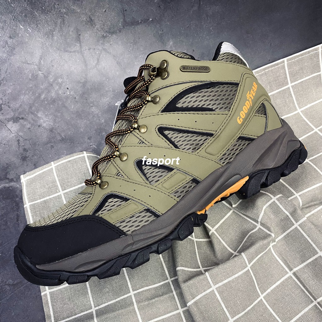 【FASPORT】現貨速發 GOODYEAR 固特異 高筒 防水 登山鞋 戶外鞋 越野 露營 卡其色 GAMO93414