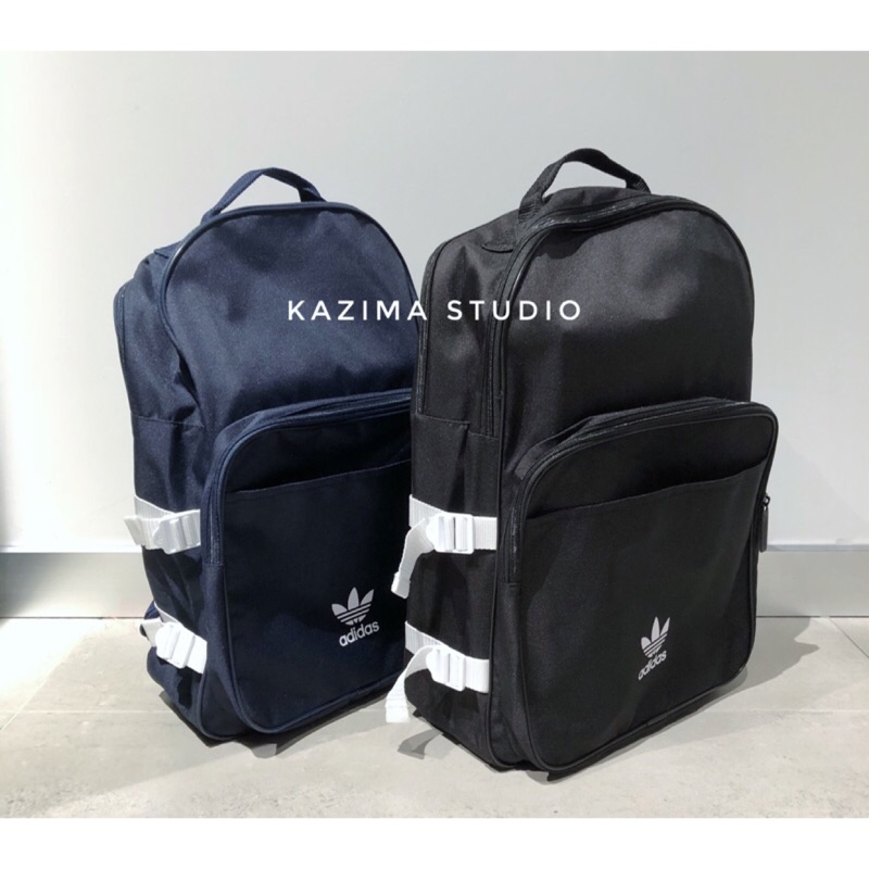 Kazima Adidas Originals Logo 後背包 素面 黑 黑色 深藍色 深藍 藍 後背 書包 背包
