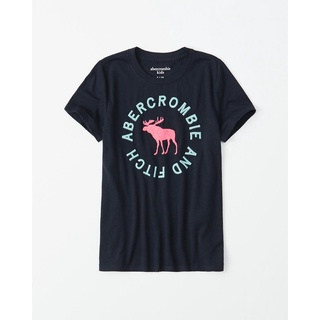 a&f abercrombie&fitch embroidered logo tee 刺繡麋鹿短袖T- 深藍