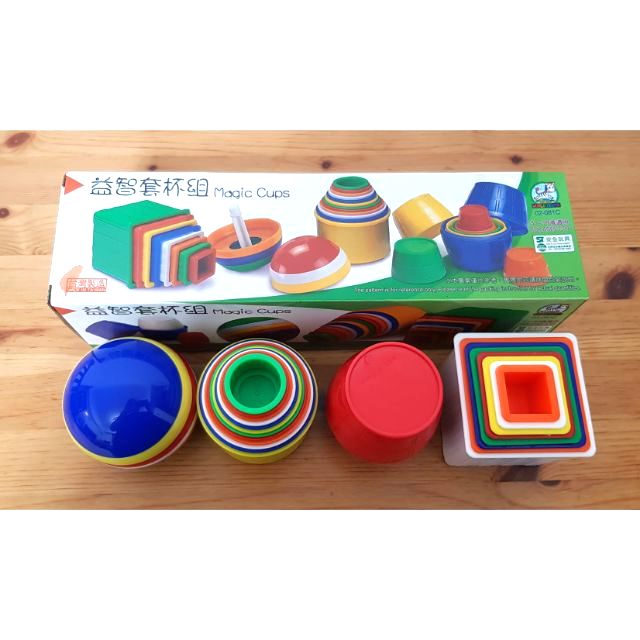 《偉志》趣味益智套杯組(桶+方+圓+球)【顏色、形狀、數量、堆高平衡、容積概念】