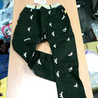 大童墨綠色恐龍圖案牛仔褲
