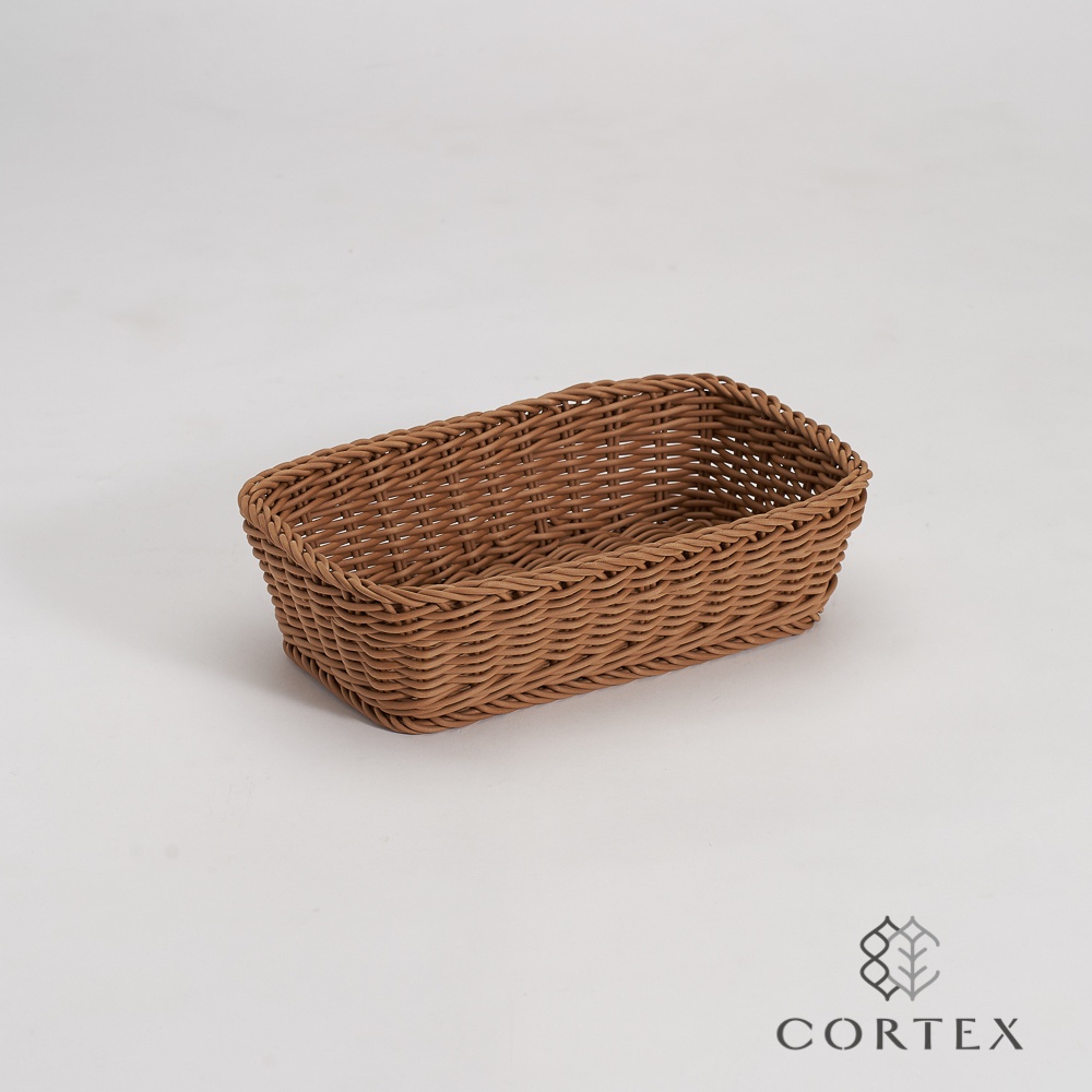 CORTEX 收納籃 仿籐籃 毛巾籃 長方型W31 卡其色