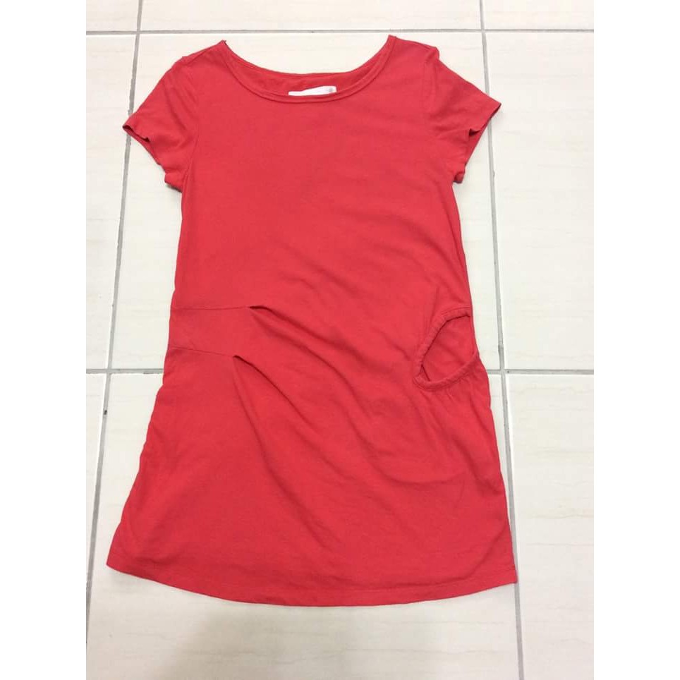 a la sha 紅色短袖素面造型洋裝