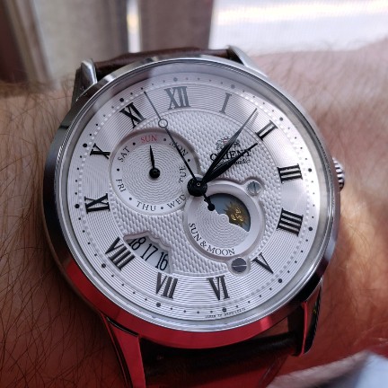ORIENT SUN &amp; MOON 兩錶帶 SAK00002S 藍寶石 東方錶 系列 日月相錶 皮帶款 白色 Seiko