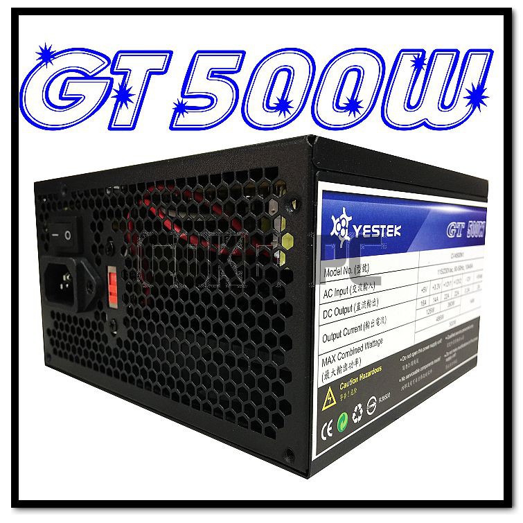 新品上市 500W POWER 全新黑化500W 電源供應器 【足瓦-附電源線】 靜音風扇