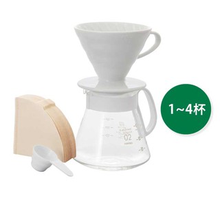 HARIO V60 白色磁石濾杯咖啡壺組 1~4杯/ XVDD-3012W