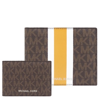 MICHAEL KORS 短夾 皮夾 防刮PVC皮革 男夾 短夾 皮夾 錢包 卡片夾 M88302 深咖啡色MK(現貨)