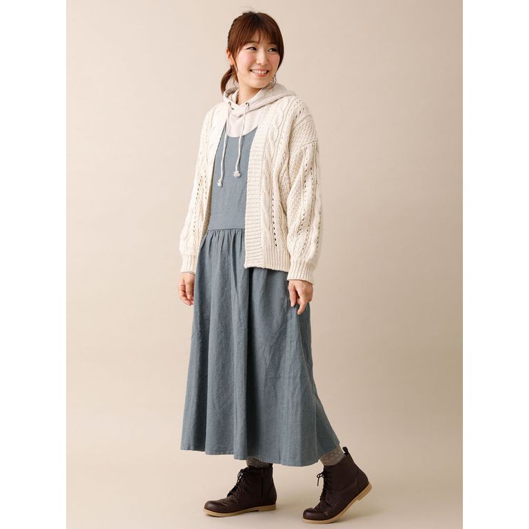 SM2【Samansa Mos2】 ♥日本品牌♥  煙燻綠色 背心圍裙式 綿麻洋裝 特價1550元 (不議價)