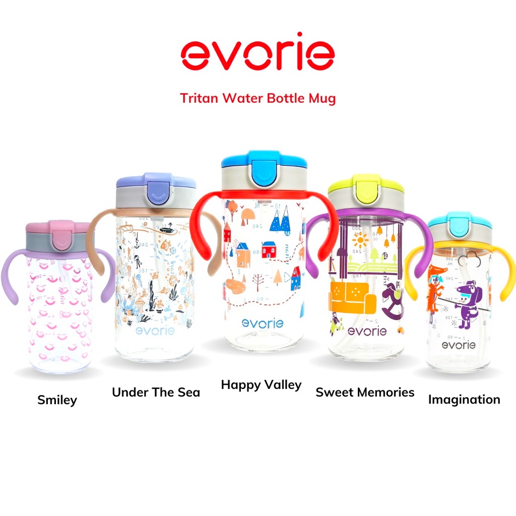 【evorie】Tritan 兒童直飲吸管水杯300ml /適合1-3歲/把手可拆/澳洲設計/聖誕禮物