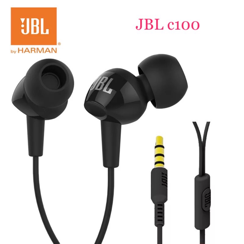 原装美国JBL C100耳机，(苹果和安卓系统通用）入耳式重低音手机耳機。黑色現貨