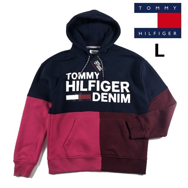 TOMMY HILFIGER 牛仔布粗斜紋棉布連帽外套 美國型號(L) 連帽衫 海軍藍/粉色/波爾多 正規品 現貨