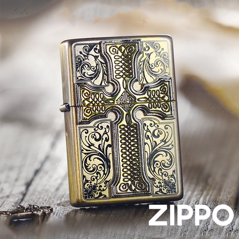 ZIPPO 信仰十字架(仿古黃銅)防風打火機 韓國設計 官方正版 現貨 限量 禮物 客製化 終身保固 ZA-1-59D