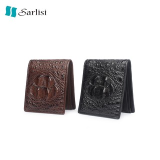 【臺灣出貨】【Sarlisi 】夏麗絲新款泰國男士鱷魚皮真皮短款錢包多卡位正品皮夾超薄短夾