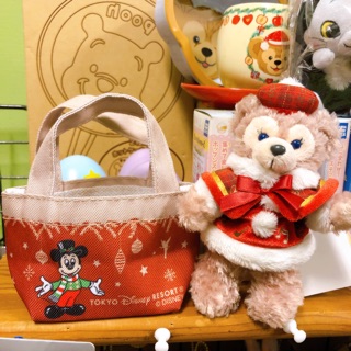 日本海洋迪士尼 Disney 聖誕節限定 絕版品 聖誕老公公 畫家貓 雪莉玫 達菲 娃娃吊飾 鑰匙圈 米奇迷你提袋 包包