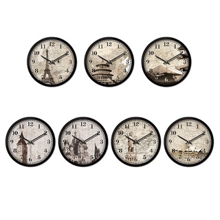 現貨裝潢設計樣品屋世界地名歐式復古掛鐘時鐘(直徑30CM)