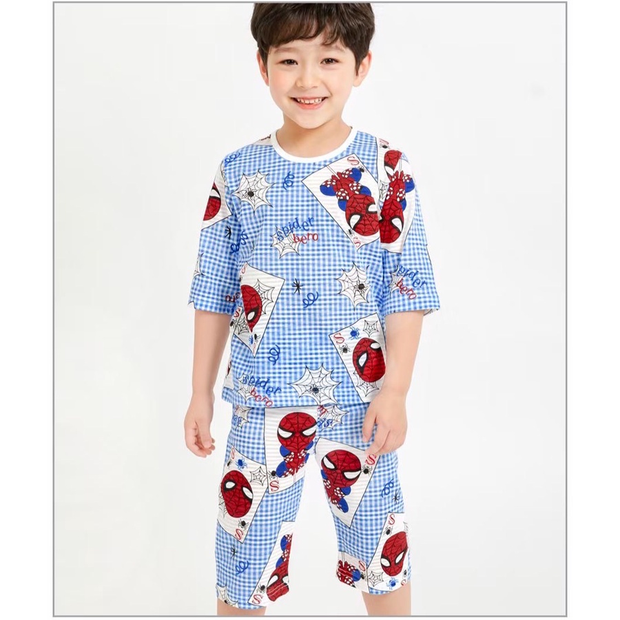 韓國兒童睡衣 春五分袖 居家服睡衣套裝 男生英雄系列