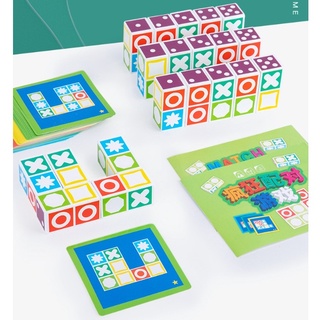 現貨《兒童桌遊】瘋狂配對遊戲 兒童積木拼圖配對 ♥ 木製邏輯思維桌遊 早教益智玩具 幾何 動物 親子遊戲 木質