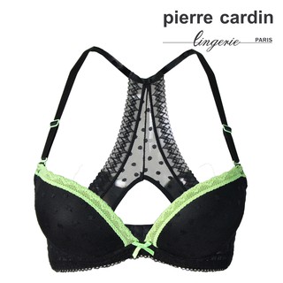 【pierre cardin 皮爾卡登女性內衣】B罩厚墊蕾絲美背內衣 零碼(單件-BLK-黑)-609-61918B