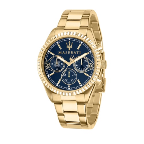【MASERATI TIME】瑪莎拉蒂 COMPETIZIONE 金色系三眼日期鋼帶腕錶 R8853100026