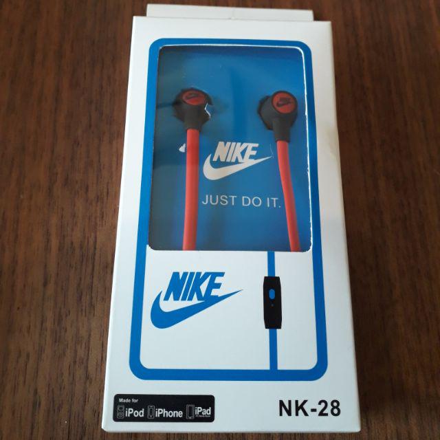 NIKE 有線耳機帶麥克風運動耳機耐吉耐克NK-28 粉紅| 蝦皮購物