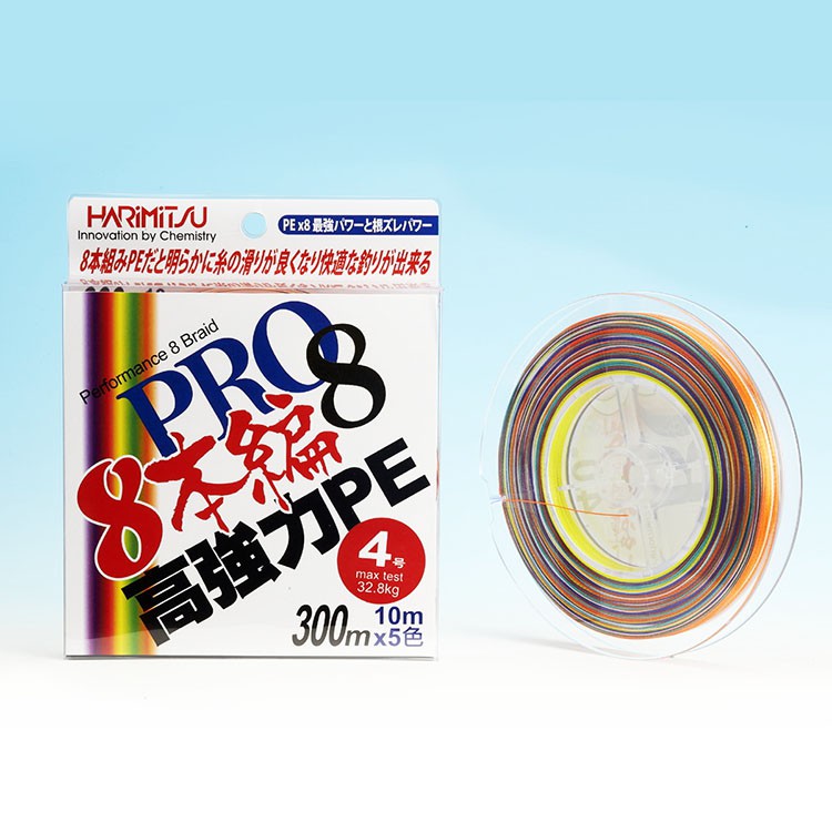 Harimitsu Pro 8 本編織高強力pe線 百有釣具 五色 單色 黃色 300m 0 8 6號可選 蝦皮購物
