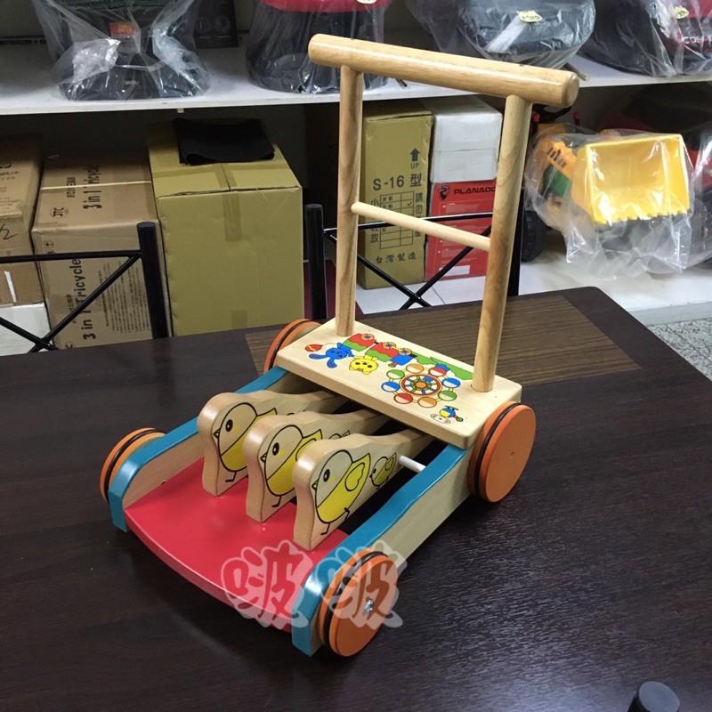 啵啵=全新現貨全新彩色木頭助步車 木頭學步車 傳統助步車 學步車 雞公車台灣製造ST安全標章「啵啵」