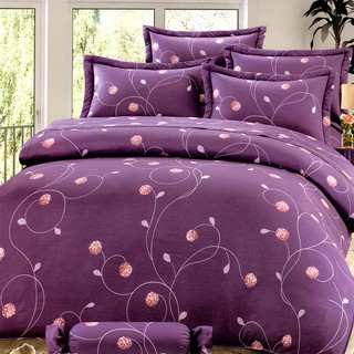 M.I.T精梳純棉印花【單人 雙人 加大 特大組合】規格可選 兩用被床包四件組 六件式鋪棉床罩組 6912紫