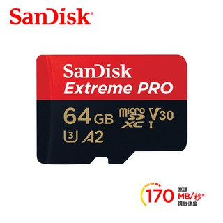 64G SanDisk ExtremePRO microSDXC UHS-I(V30)(A2) 64GB 記憶卡(公司貨
