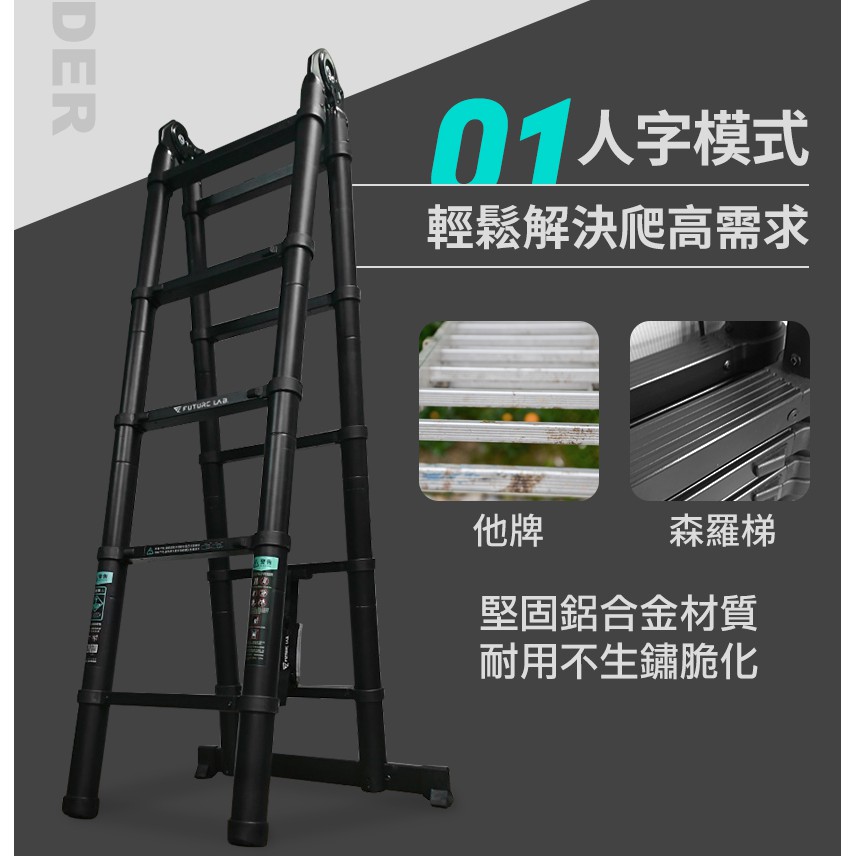 未來實驗室 Senroladder森羅梯鋁梯工作梯伸縮梯摺疊梯人字梯直梯曲梯鋁合金 蝦皮購物