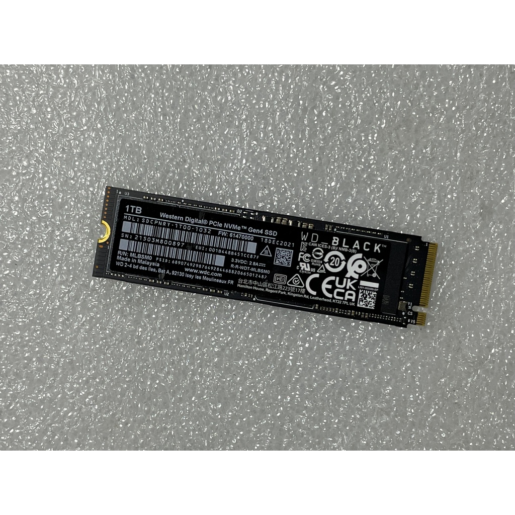 WDC PC SN810 SDCPNRY-1T00-1032 1T 1TB NVMe M.2 SSD 固態硬碟